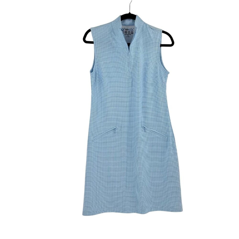 Ibkul Womens Sleeveless Dress S Blue Check UPF 50+